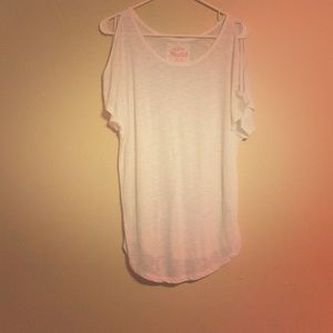 Exposed Shoulder White Tee